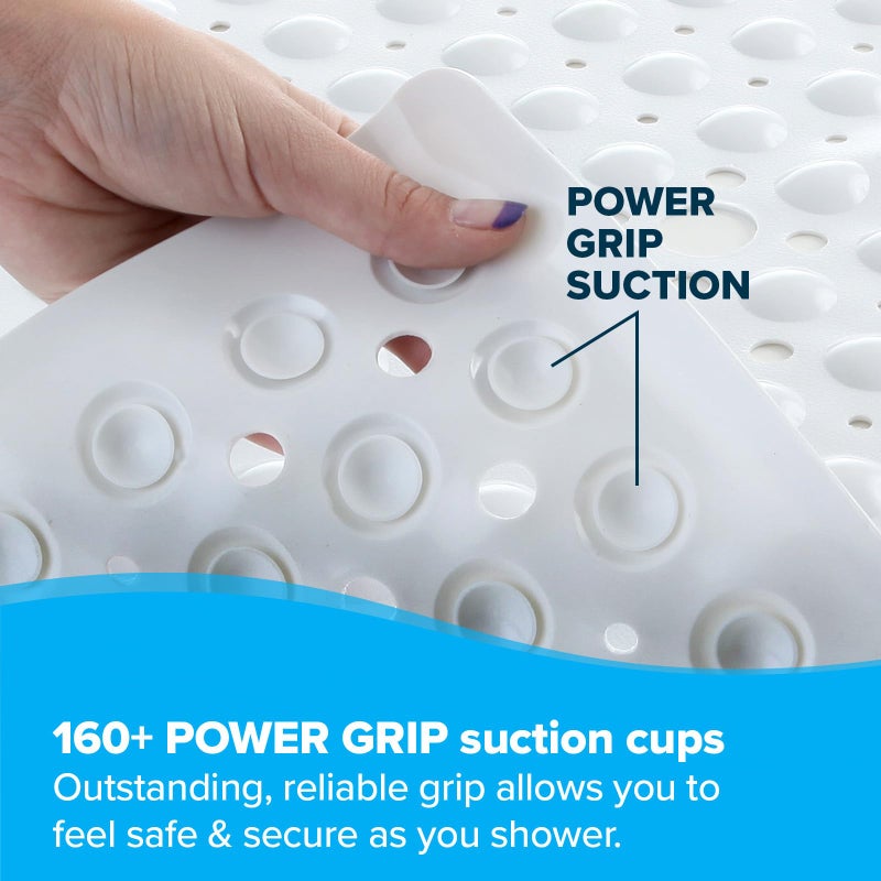 SlipX Solutions Essential Square Shower Mat, 21"x21", Grippy Textured Surface, 25% Stronger Suction Cups, Non-Slip Shower Floor Mat for Bathers of All Ages, Fits Standard Shower Stalls & Tubs, White - Image 3